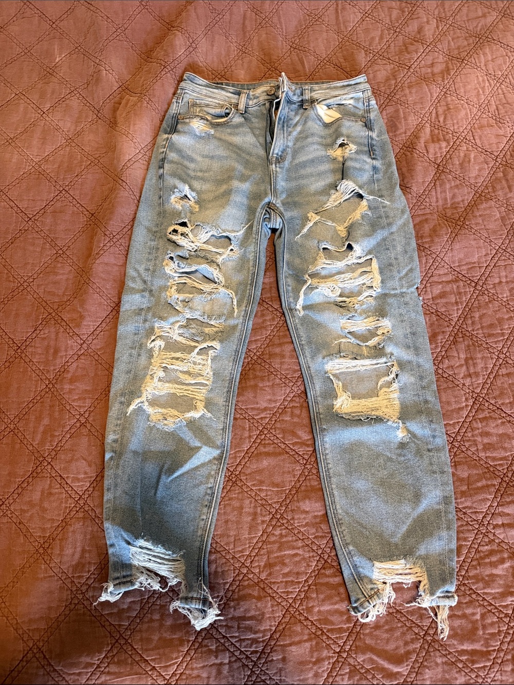 American Eagle Outfitters Distressed Light Blue Boyfriend Jeans